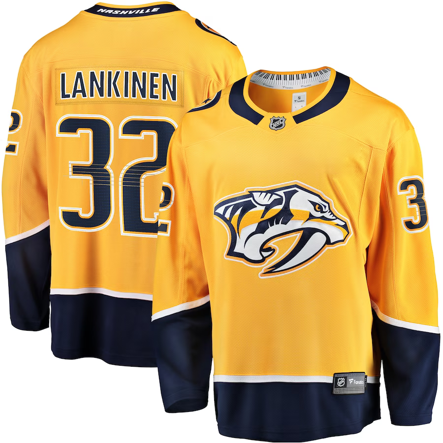 Men's Nashville Predators Kevin Lankinen #32 Gold Home Breakaway Jersey